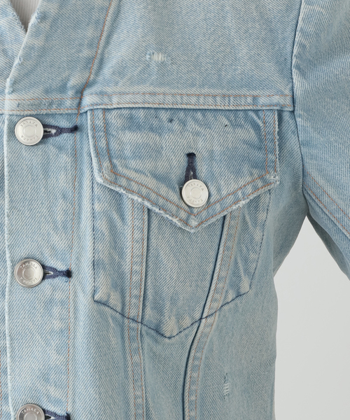 TANAKA（タナカ）の「TANAKA NO COLLAR TRUCKER JACKET ST-4-25-IC：ジャケット（デニムジャケット・レディース・サックスブルー・X-SMALL）」の5枚目の写真