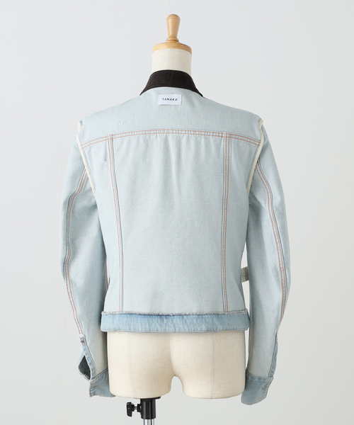 TANAKA（タナカ）の「TANAKA NO COLLAR TRUCKER JACKET ST-4-25-IC：ジャケット（デニムジャケット・レディース・サックスブルー・X-SMALL）」の8枚目の写真