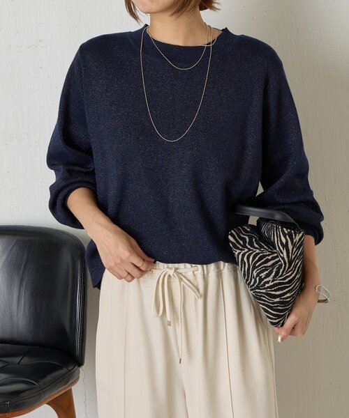 Jena espace merveilleux(ジェナ エスパスメルヴェイユ)の「【再登場!】ラメプレーティングニット(ニット/セーター・レディース・チャコールグレー/ベージュ/ネイビー・FREE)」の3枚目の写真