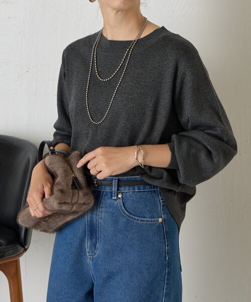 Jena espace merveilleux(ジェナ エスパスメルヴェイユ)の「【再登場!】ラメプレーティングニット(ニット/セーター・レディース・チャコールグレー/ベージュ/ネイビー・FREE)」の8枚目の写真