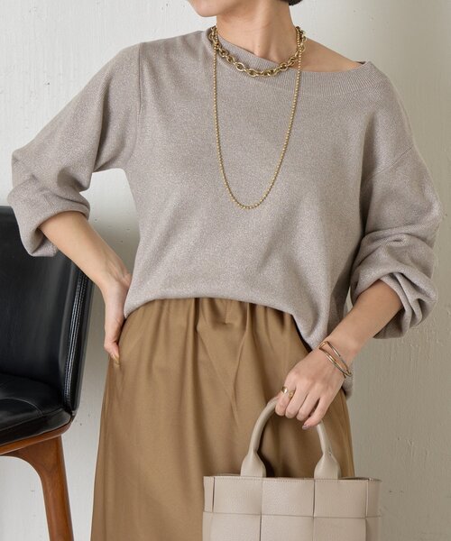 Jena espace merveilleux(ジェナ エスパスメルヴェイユ)の「【再登場!】ラメプレーティングニット(ニット/セーター・レディース・チャコールグレー/ベージュ/ネイビー・FREE)」の16枚目の写真