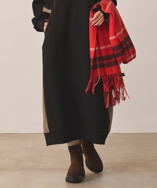 Gready Brilliant（グレディブリリアン）の「裏起毛バイカラーフーディ（ワンピース・レディース・グレー系その他/ブラック×ベージュ・FREE）」の10枚目の写真