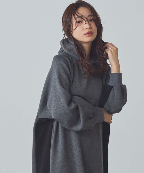 Gready Brilliant（グレディブリリアン）の「裏起毛バイカラーフーディ（ワンピース・レディース・グレー系その他/ブラック×ベージュ・FREE）」の21枚目の写真