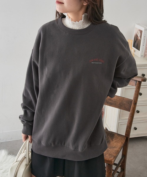 A by MAGASIN DE MODE(エーバイマガジンデモード)の「【A by MAGASIN DE MODE】JERRY チーズ&ボックス USED風 スウェット MNY(スウェット・メンズ・ブラック系1/サックスブルー/ブラック系その他2/アイボリー・L/M)」の2枚目の写真