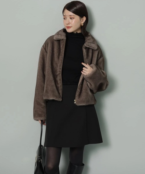 新品 アルページュストーリー ミンク風 ショートコート モカ ファー 新品 アルページュストーリー ミンク風 ショートコート モカ ファー