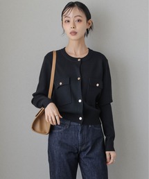 AMELY | ゴールドボタンショートニットカーディガン(カーディガン/ボレロ)
