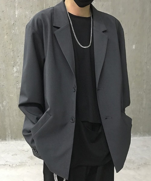 CREARE -LINO-(クレアーレリノ)の「オーバーサイズテーラードジャケット(テーラードジャケット・メンズ・ブラック/グレー・L/M)」の1枚目の写真