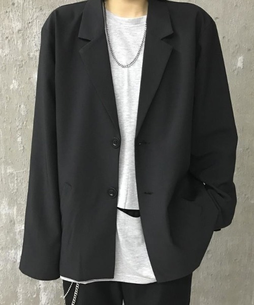 CREARE -LINO-(クレアーレリノ)の「オーバーサイズテーラードジャケット(テーラードジャケット・メンズ・ブラック/グレー・L/M)」の2枚目の写真