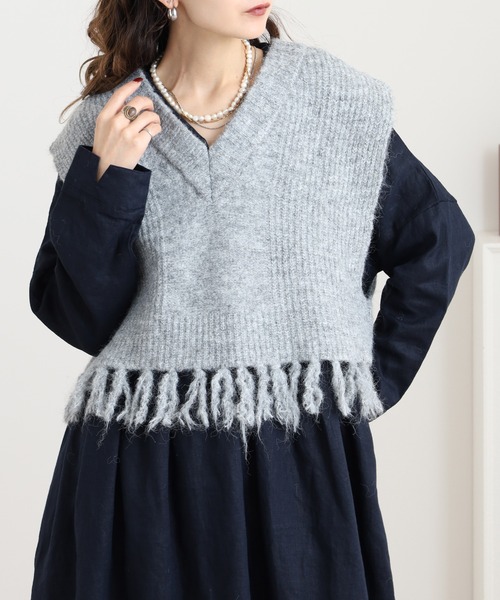 セール】前後2WAYフリンジニットベスト（ニット/セーター）｜FUNALIVE