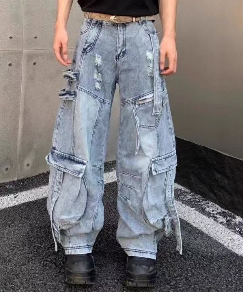 FreeZone（フリーゾーン）の「ヴィンテージダメージカーゴデニムパンツ（デニムパンツ・メンズ・ブルー・S/M/L）」の12枚目の写真