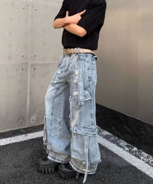 FreeZone（フリーゾーン）の「ヴィンテージダメージカーゴデニムパンツ（デニムパンツ・メンズ・ブルー・S/M/L）」の14枚目の写真