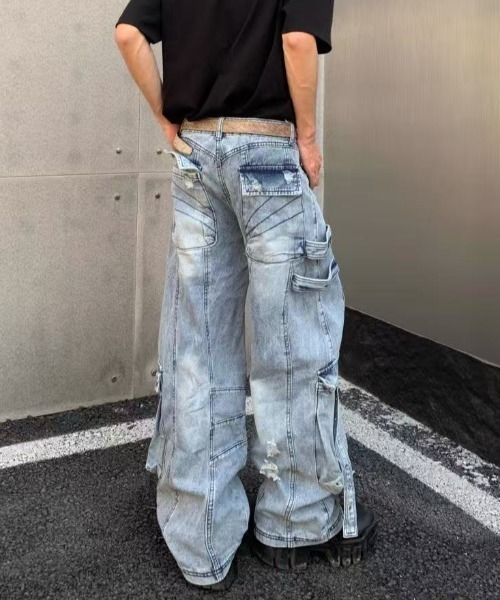 FreeZone（フリーゾーン）の「ヴィンテージダメージカーゴデニムパンツ（デニムパンツ・メンズ・ブルー・S/M/L）」の15枚目の写真