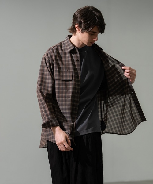CITY TOKYO(シティトウキョウ)の「【CITY TOKYO/シティートーキョー】シアーグラフチェックシャツ(シャツ/ブラウス・メンズ・ブラック/ブラウン・1/2)」の18枚目の写真