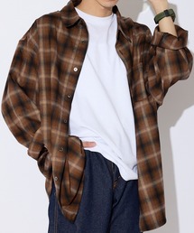 ワイドシルエット オンブレチェックシャツ