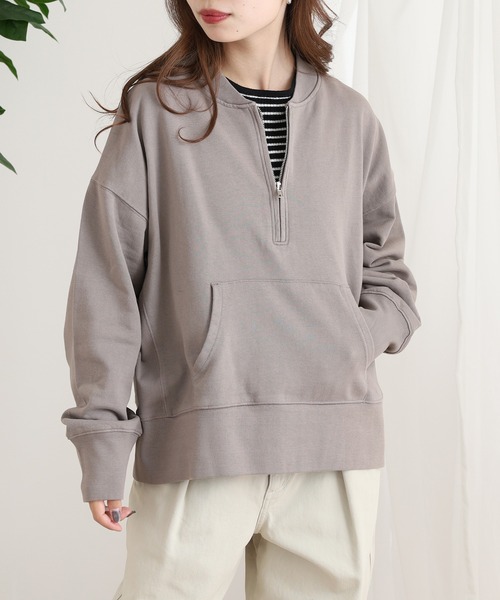 OMNES（オムネス）の「裏毛スウェット ハーフジッププルオーバー（スウェット・レディース・ブラック/チャコール/モカ/ホワイト・FREE）」の19枚目の写真