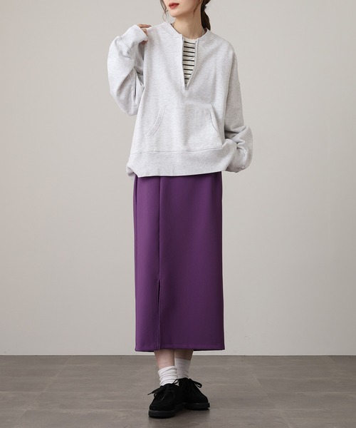 OMNES（オムネス）の「裏毛スウェット ハーフジッププルオーバー（スウェット・レディース・ブラック/チャコール/モカ/ホワイト・FREE）」の8枚目の写真