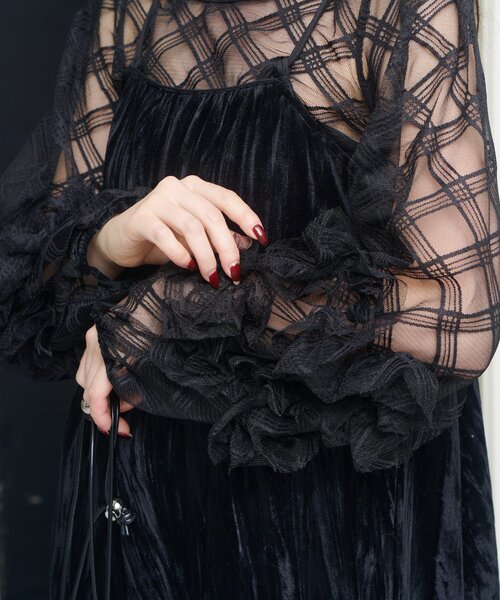 セール】【結婚式/オケージョン/2サイズ展開】シアーチェック×ベロア