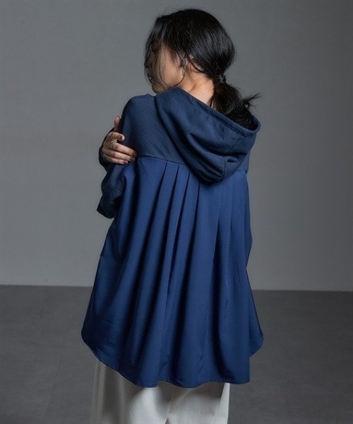 Soiunique（スワユニーク）の「異素材切替バックタックデザインパーカー ［Soiunique］（パーカー・レディース・ネイビー系/ブラック系/カーキ系・M/L/LL）」の3枚目の写真