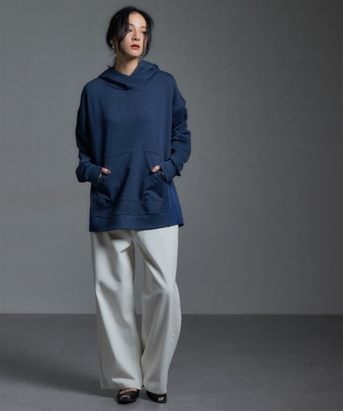 Soiunique（スワユニーク）の「異素材切替バックタックデザインパーカー ［Soiunique］（パーカー・レディース・ネイビー系/ブラック系/カーキ系・M/L/LL）」の14枚目の写真