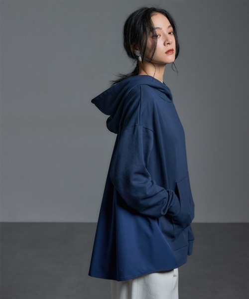 Soiunique（スワユニーク）の「異素材切替バックタックデザインパーカー ［Soiunique］（パーカー・レディース・ネイビー系/ブラック系/カーキ系・M/L/LL）」の18枚目の写真