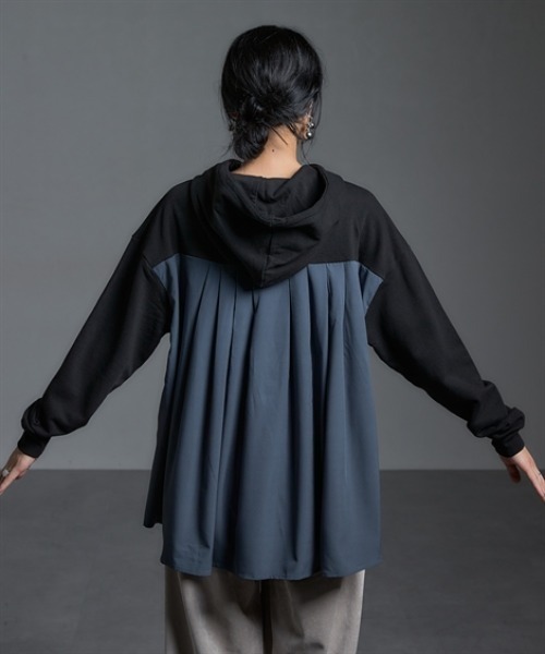 Soiunique（スワユニーク）の「異素材切替バックタックデザインパーカー ［Soiunique］（パーカー・レディース・ネイビー系/ブラック系/カーキ系・M/L/LL）」の21枚目の写真