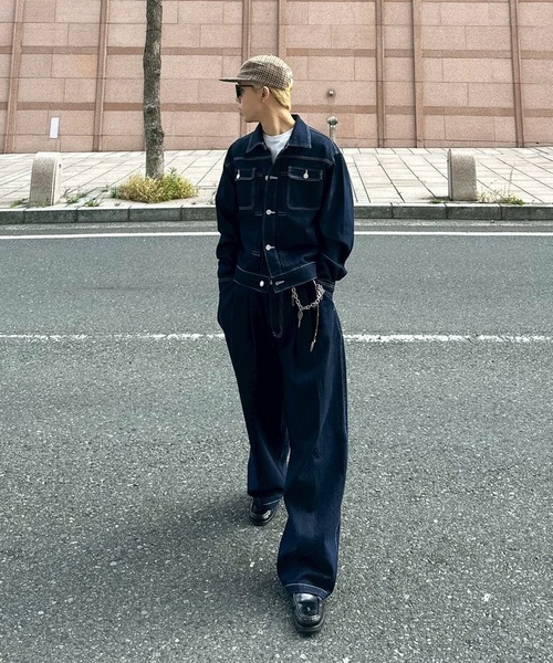 UNDERSTATEMENTs（アンダーステイトメント）の「【ユニセックス】ショート丈デニムジャケット/セットアップ着用可（デニムジャケット・メンズ・ブラック/インディゴブルー・LARGE/MEDIUM）」の16枚目の写真