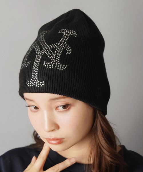NEW ERA(ニューエラ)の「【NEW ERA/ニューエラ】シングルビーニー/ニット帽/ラインストーン/ビッグロゴ(ニットキャップ/ビーニー・レディース・ブルー/ブラック/ネイビー・ONESIZE)」の5枚目の写真