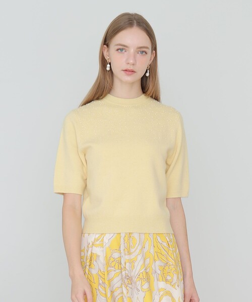 ANAYI（アナイ）の「【セットアップ対応商品】リップルビーズ プルオーバー（ニット/セーター・レディース・イエロー/ダークブラウン/オフホワイト/ブラック・36/38）」の4枚目の写真