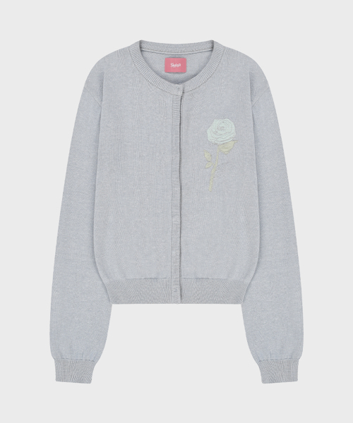 SINOON(シヌーン)の「Embroidered Rose Cardigan (Greyish Blue)(カーディガン/ボレロ・レディース・グレー・FREE)」の4枚目の写真