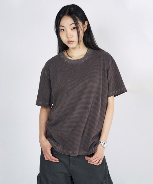 SLOWACID（スローアシッド）の「ピグメントストライプスタンプ半袖Tシャツ[レッド]（Tシャツ/カットソー・レディース・その他・SMALL/MEDIUM/LARGE/X-LARGE）」の3枚目の写真