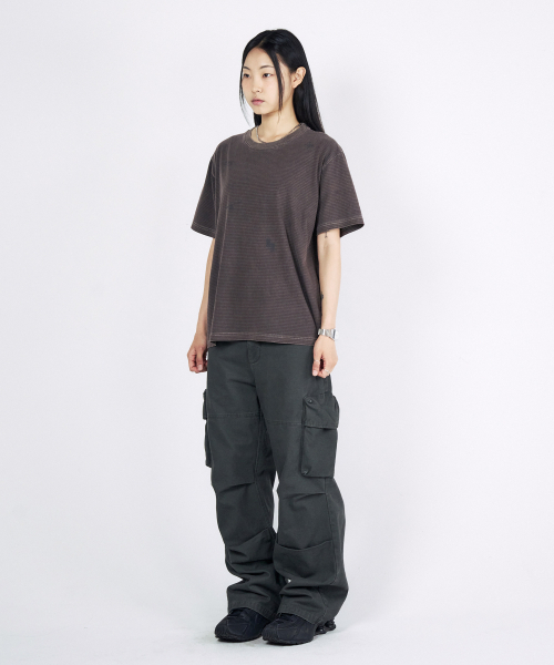 SLOWACID（スローアシッド）の「ピグメントストライプスタンプ半袖Tシャツ[レッド]（Tシャツ/カットソー・レディース・その他・SMALL/MEDIUM/LARGE/X-LARGE）」の4枚目の写真