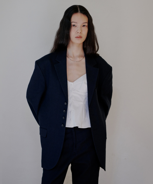 (w) Linen Jacket_Navy