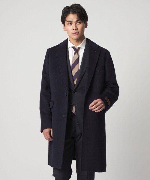 美品　ユナイテッドアローズ　チェスターコート　カシミヤ　Lサイズ ネイビー カシミヤブレンド ネイビー チェスターコート＜A DAY IN THE LIFE