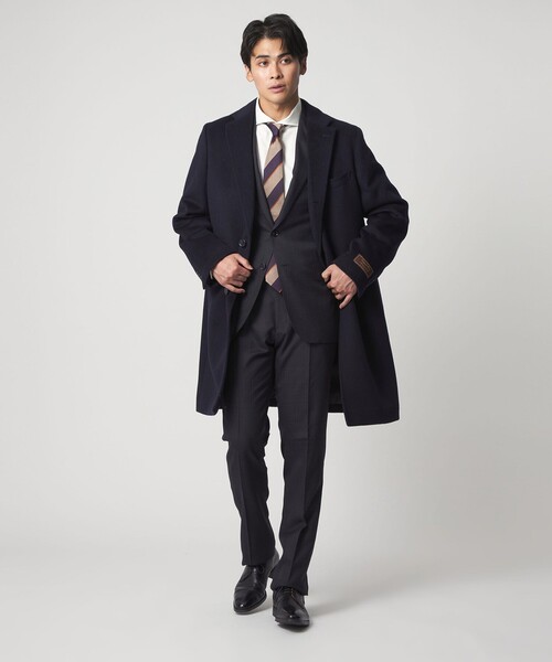 極美品✨ユナイテッドアローズ　チェスターコート　カシミヤ混　ロング丈　ブラック UNITED ARROWS（ユナイテッドアローズ） チェスターコート X-LARGE