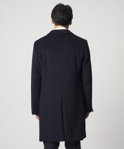 【最高級】ユナイテッドアローズ チェスターコート ネイビー カシミヤ混 M 最高級】ユナイテッドアローズ チェスターコート ネイビー カシミヤ混
