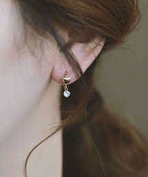 YU-KA:ドロップデザインハートフープピアス drop design Heart hoop pierce