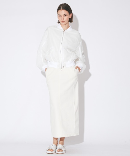 beautiful people（ビューティフルピープル）の「nylon ripstop fan   shape  MA-1 blouson（MA-1・レディース・ブラック/オフホワイト・38/36）」の7枚目の写真