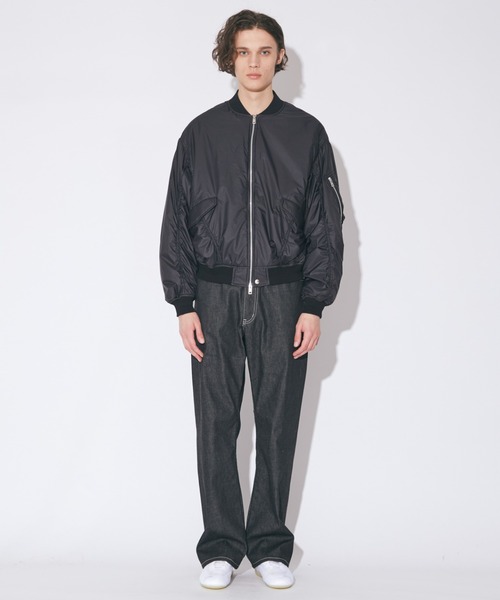 beautiful people（ビューティフルピープル）の「nylon ripstop fan   shape  MA-1 blouson（MA-1・レディース・ブラック/オフホワイト・38/36）」の9枚目の写真