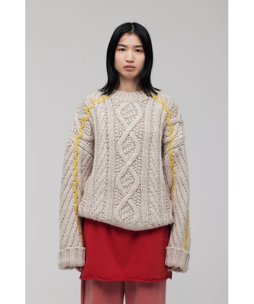 FELICITY(フェリシティ)の「Over Fisherman Knit Tops(ニット/セーター・レディース・アイボリー/ネイビー・2)」の1枚目の写真
