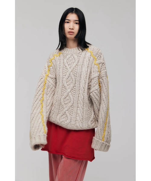 FELICITY(フェリシティ)の「Over Fisherman Knit Tops(ニット/セーター・レディース・アイボリー/ネイビー・2)」の3枚目の写真
