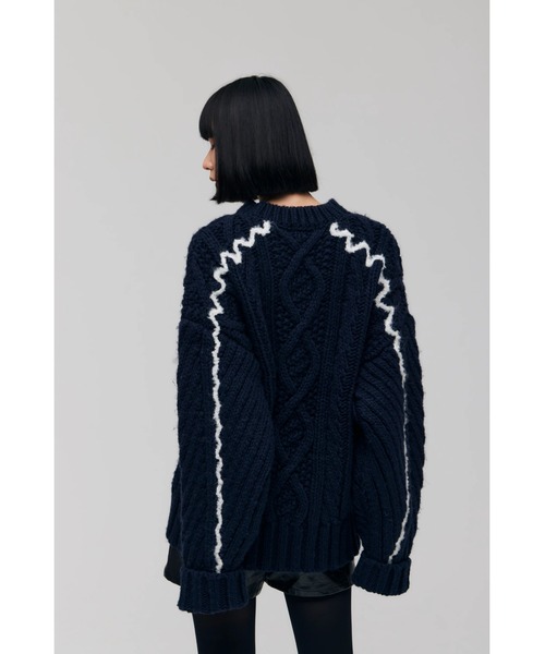 FELICITY(フェリシティ)の「Over Fisherman Knit Tops(ニット/セーター・レディース・アイボリー/ネイビー・2)」の7枚目の写真
