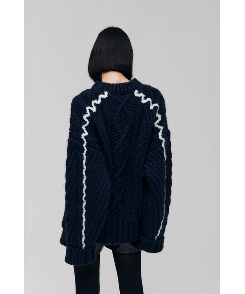 FELICITY(フェリシティ)の「Over Fisherman Knit Tops(ニット/セーター・レディース・アイボリー/ネイビー・2)」の8枚目の写真