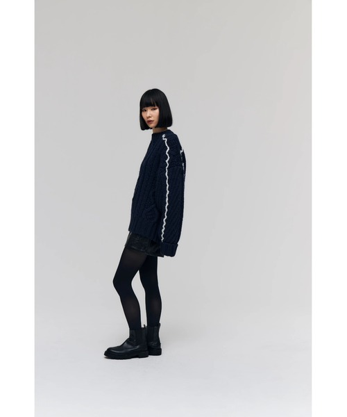 FELICITY(フェリシティ)の「Over Fisherman Knit Tops(ニット/セーター・レディース・アイボリー/ネイビー・2)」の12枚目の写真