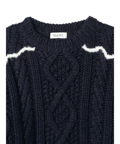 FELICITY(フェリシティ)の「Over Fisherman Knit Tops(ニット/セーター・レディース・アイボリー/ネイビー・2)」の15枚目の写真