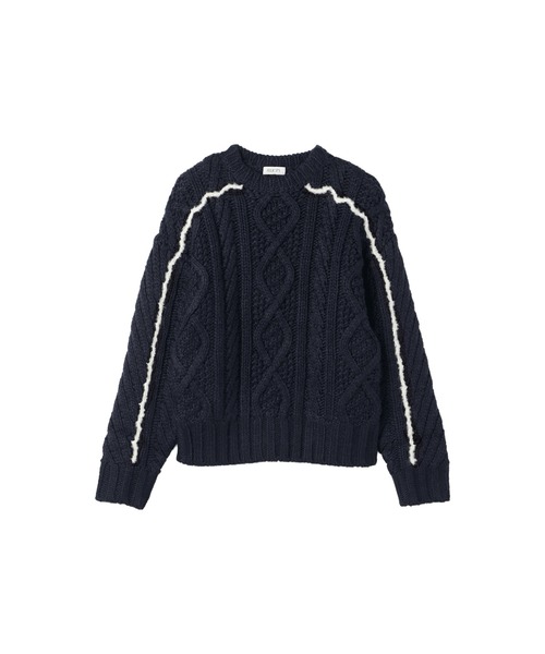 FELICITY(フェリシティ)の「Over Fisherman Knit Tops(ニット/セーター・レディース・アイボリー/ネイビー・2)」の19枚目の写真