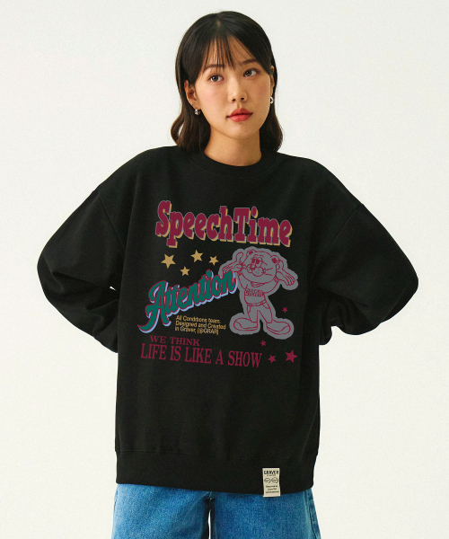 GRAVER（グレーバー）の「[ユニセックス]SPEECH-TIME スウェット_ブラック（スウェット・レディース・ブラック・X-LARGE/SMALL/MEDIUM/LARGE）」の2枚目の写真