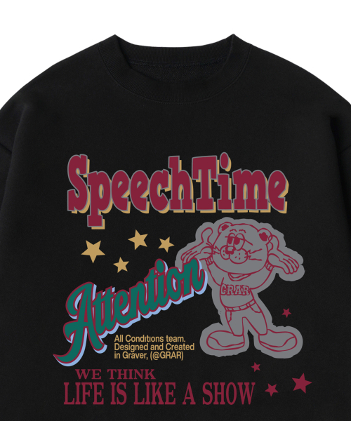 GRAVER（グレーバー）の「[ユニセックス]SPEECH-TIME スウェット_ブラック（スウェット・レディース・ブラック・X-LARGE/SMALL/MEDIUM/LARGE）」の3枚目の写真