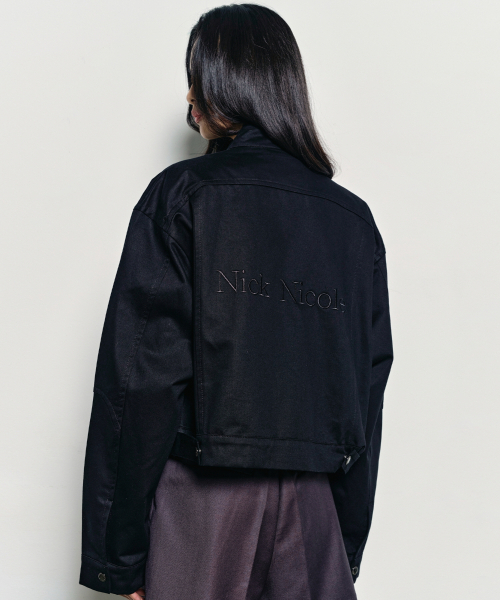 NICK&NICOLE(ニックアンドニコール)の「DENIM CROP UTILITY JACKET_BLACK(ナイロンジャケット・レディース・ブラック・FREE)」の3枚目の写真