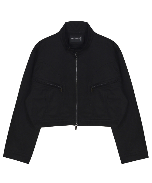 NICK&NICOLE(ニックアンドニコール)の「DENIM CROP UTILITY JACKET_BLACK(ナイロンジャケット・レディース・ブラック・FREE)」の4枚目の写真