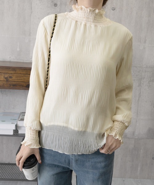 Miniministore(ミニミニストア)の「裏起毛シャーリングブラウス韓国風トップス(シャツ/ブラウス・レディース・ブラック/ベージュ/ホワイト・FREE)」の18枚目の写真